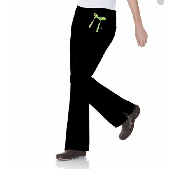 Urbane Women's Flare Leg Yoga Scrub Pants Black L - Picture 1 of 5